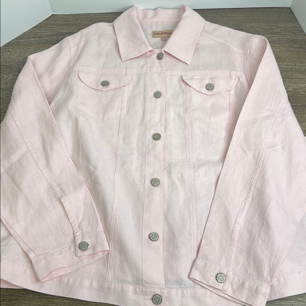 Bleu Jeans Co. Light Pink 100% Linen Button-Front Jacket (Size 2X)
